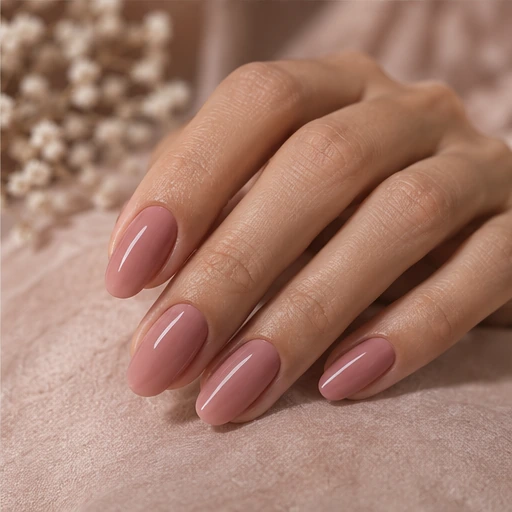Uñas rosa empolvado